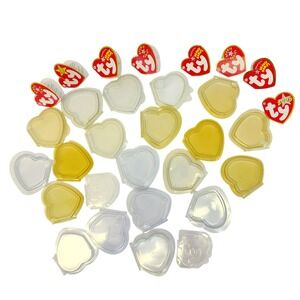 Ty Beanie Babies Tag Protectors and Detached Heart Tags Lot Hero Holiday Teddy
